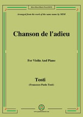 Chanson de ladieu,for Violin and Piano P.O.D cover